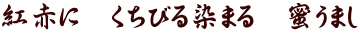 紅赤に　くちびる染まる　蜜うまし