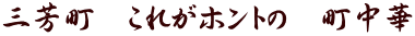 三芳町　これがホントの　町中華